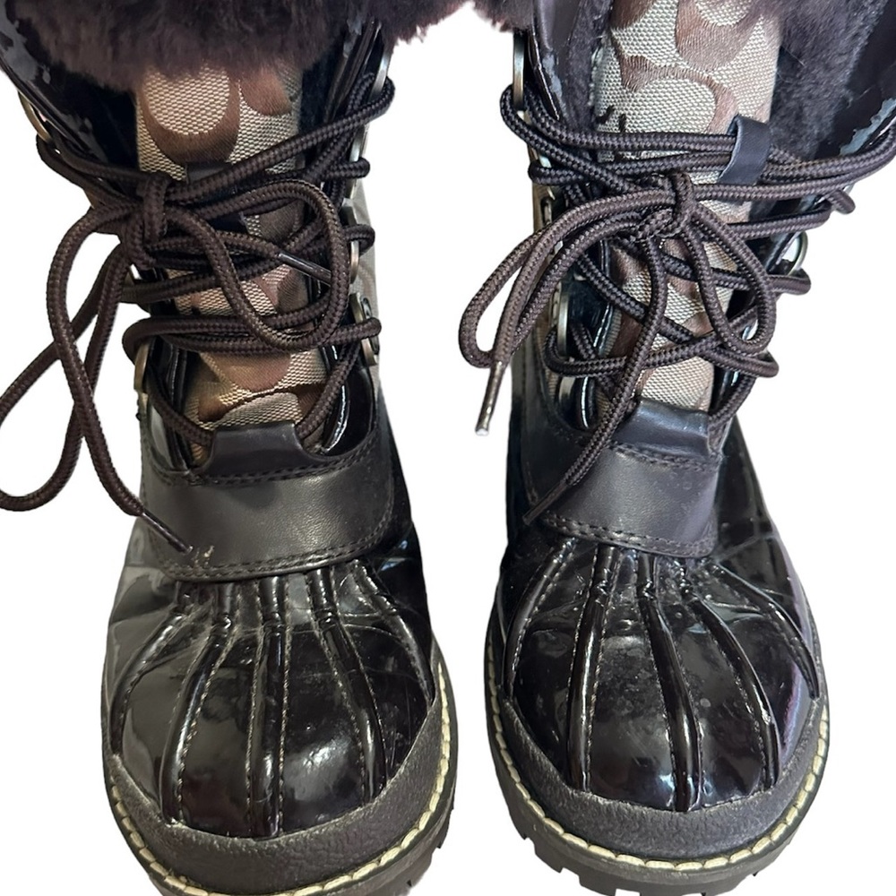 Coach Leonora Women’s Brown Winter Boots Furry Lining - Picture 11 of 14